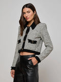 L'AGENCE Arielle Contrast Collared Jacket White/Black