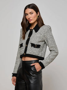 L'AGENCE Arielle Contrast Collared Jacket White/Black