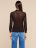 L'AGENCE Carine Pointelle Collared Sweater in Coffee Bean