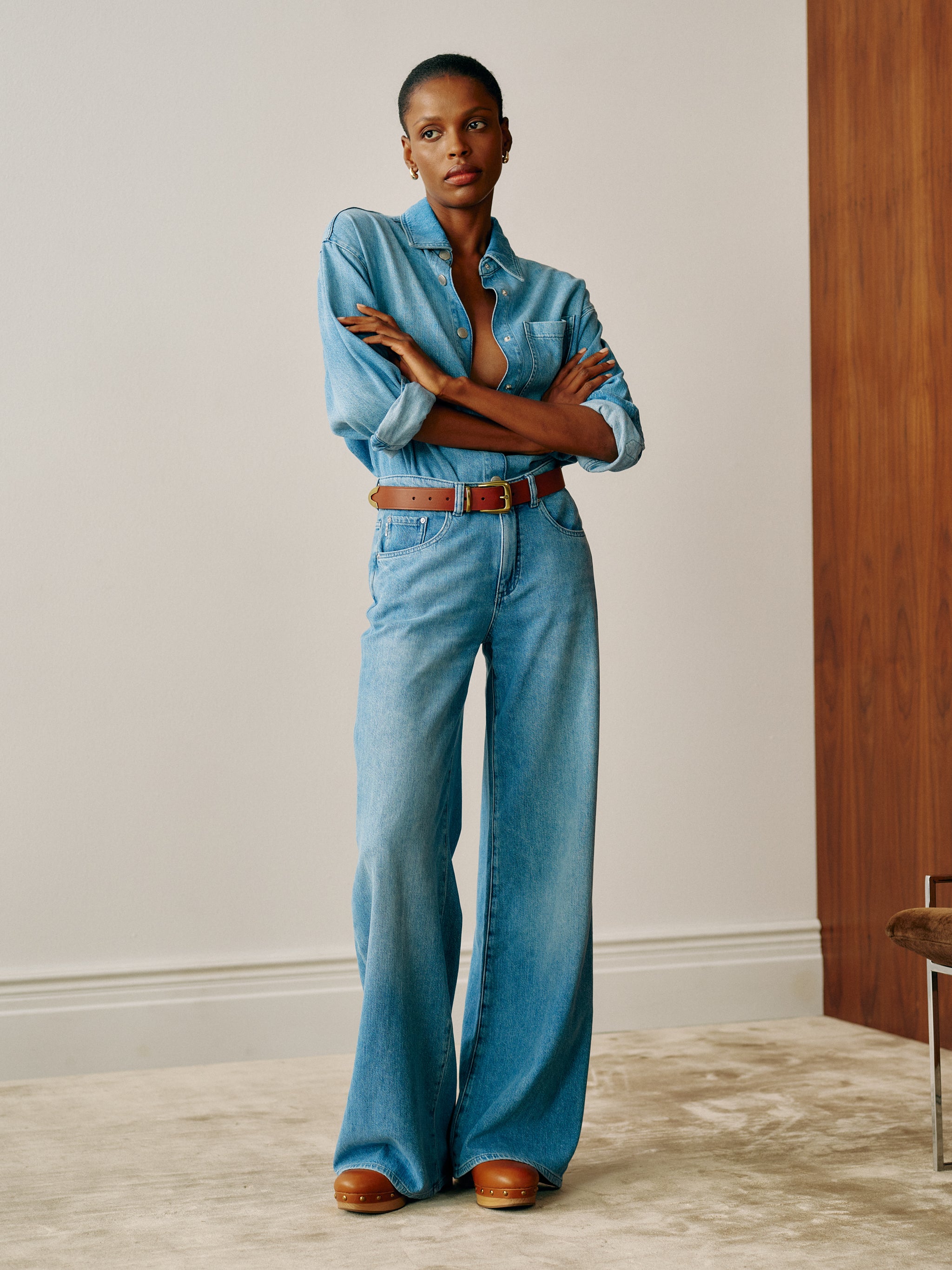 DL1961 Alex Baggy Low Rise Wide Leg Jean in Riverbank Aura