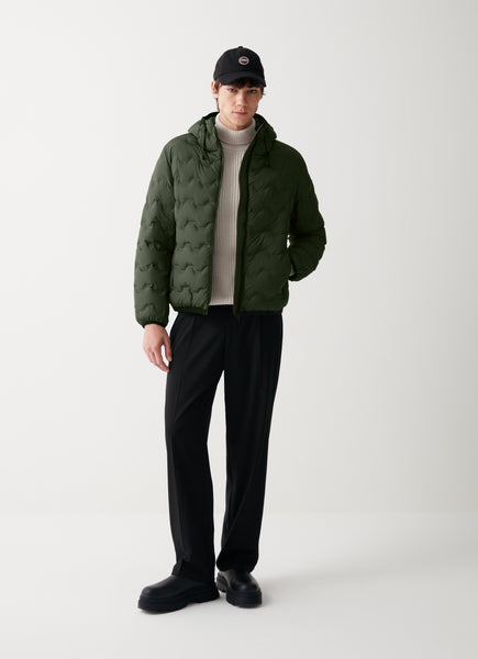COLMAR Hooded Wavy Quilted Down Jacket - Bush