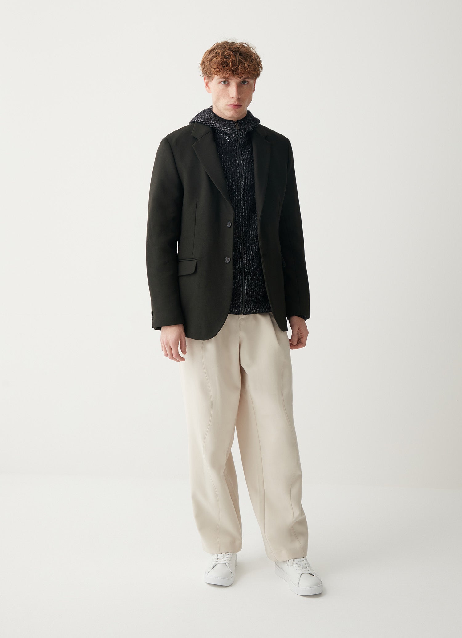 COLMAR Hooded Wool Knit Sweatshirt - Black Melange