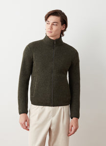 COLMAR Men's Hybrid Polo-Neck Jumper with Full Zip - Muddy Green