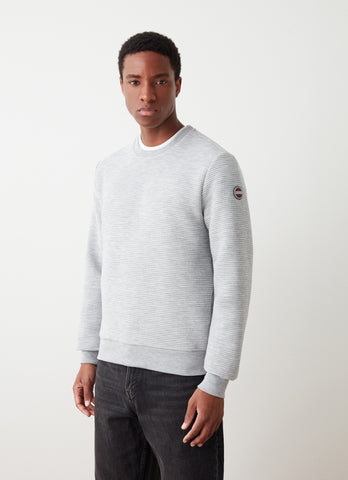 COLMAR Men's Crew-Neck Ribbed Ottoman Sweatshirt - Melange Grey