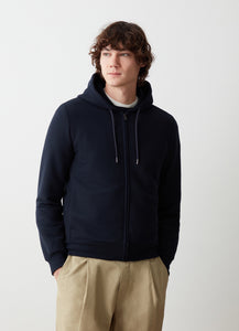 COLMAR Men's Ribbed Ottoman Hooded Sweatshirt with Zip - Navy Blue