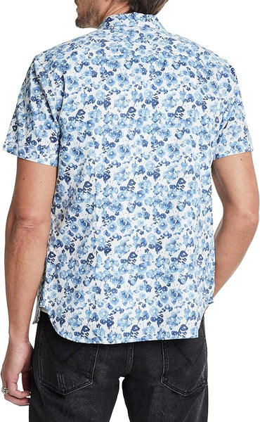 John Varvatos Loren SS Floral Print Shirt - Blue Mist