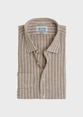 Sand 8211 State Soft L/S Linen Shirt - Light Camel Stripe