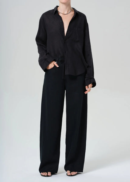 Citizens of Humanity Kayla shrunken linen shirt in Black