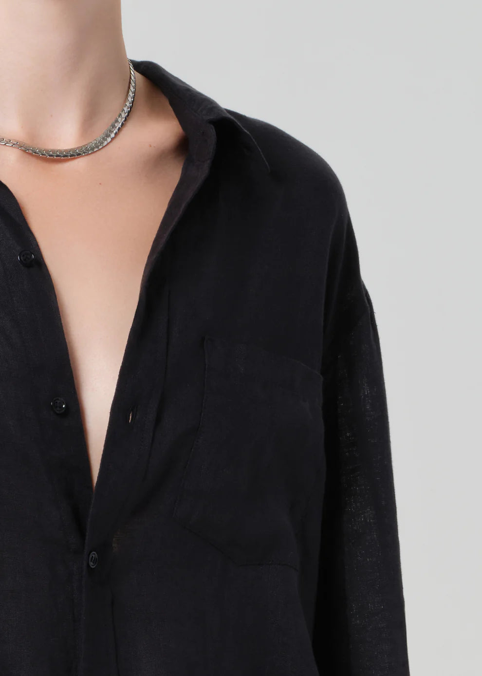 Citizens of Humanity Kayla shrunken linen shirt in Black