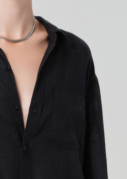 Citizens of Humanity Kayla shrunken linen shirt in Black