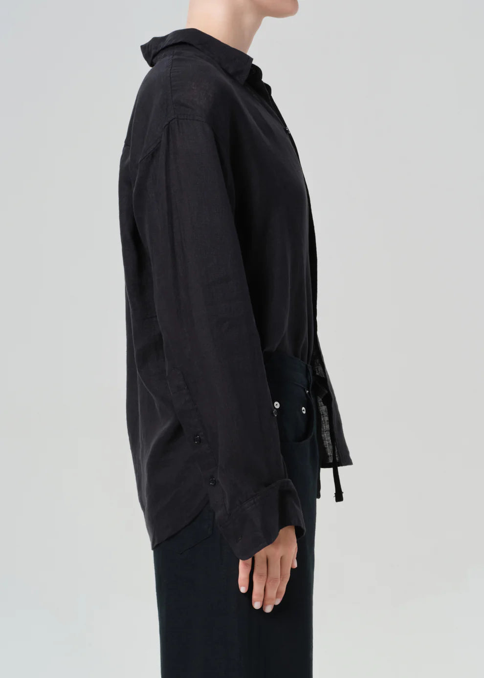 Citizens of Humanity Kayla shrunken linen shirt in Black