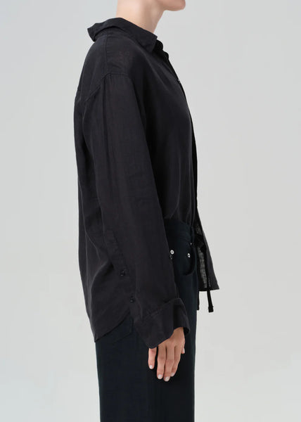 Citizens of Humanity Kayla shrunken linen shirt in Black
