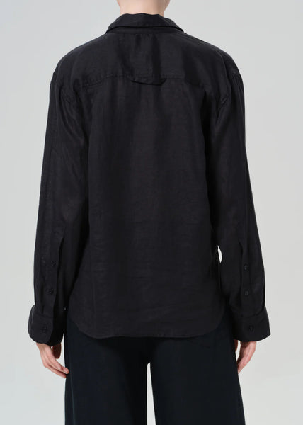 Citizens of Humanity Kayla shrunken linen shirt in Black