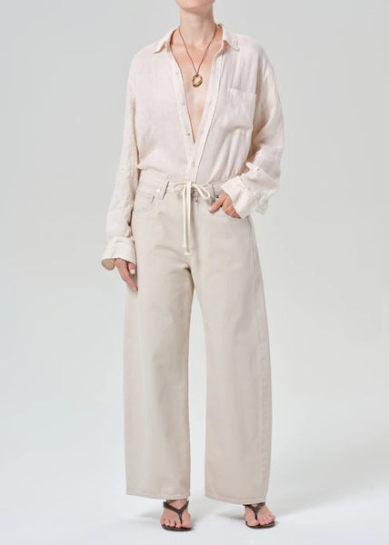 Citizens of Humanity Kayla shrunken linen shirt in Pale Stone