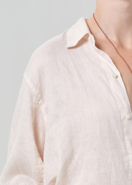 Citizens of Humanity Kayla shrunken linen shirt in Pale Stone
