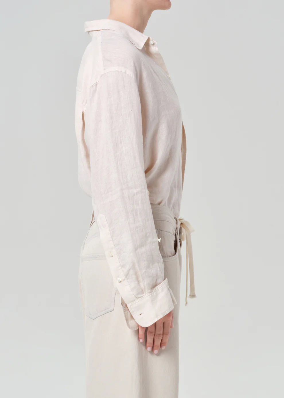 Citizens of Humanity Kayla shrunken linen shirt in Pale Stone