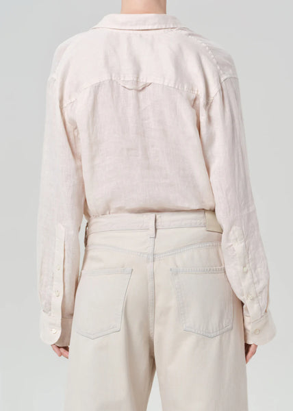 Citizens of Humanity Kayla shrunken linen shirt in Pale Stone