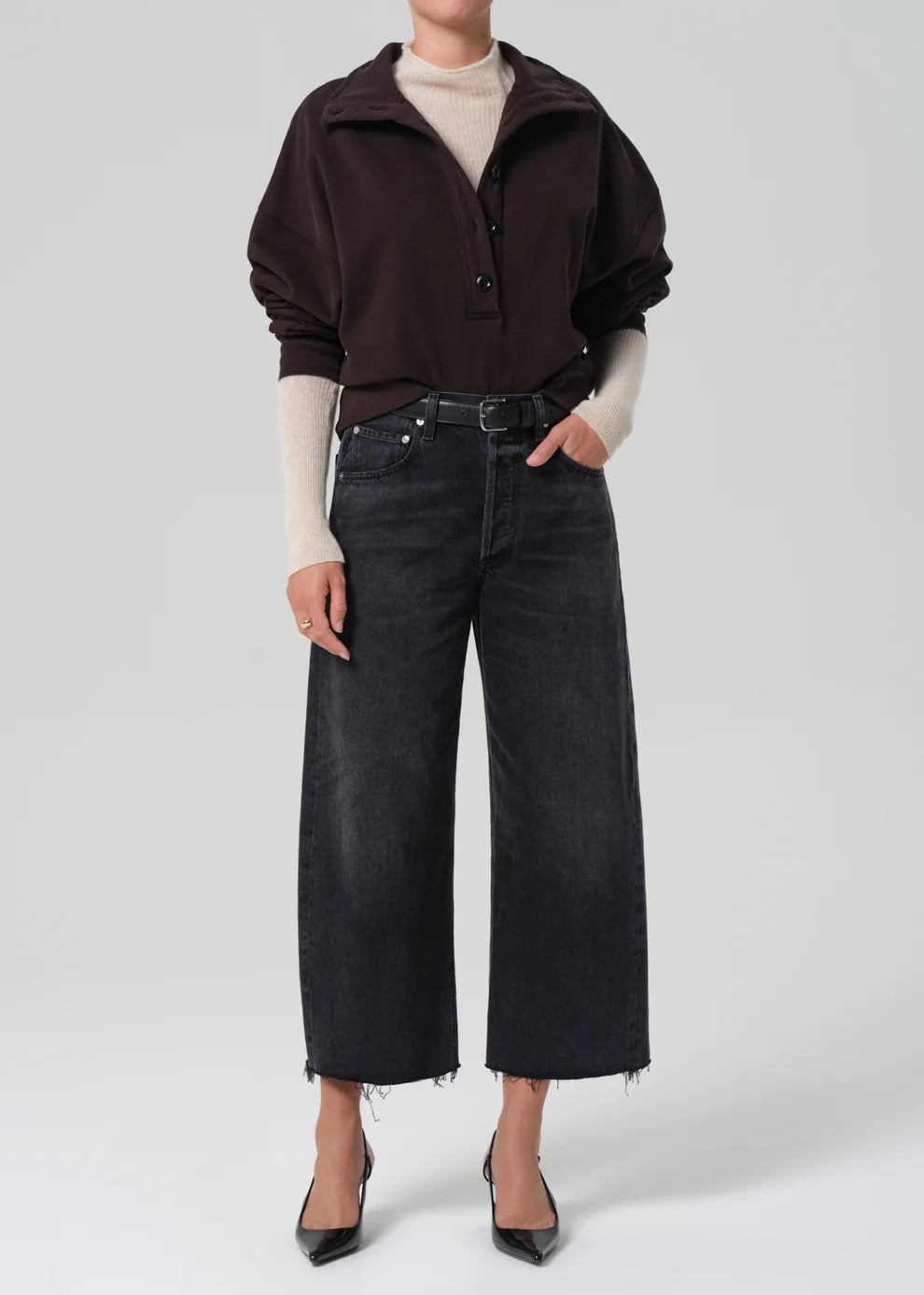 Citizens of Humanity Mirelle Funnel Neck Sweatshirt in Chocolate