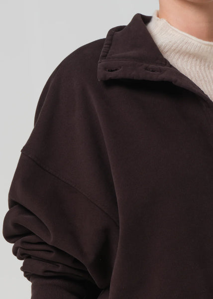 Citizens of Humanity Mirelle Funnel Neck Sweatshirt in Chocolate