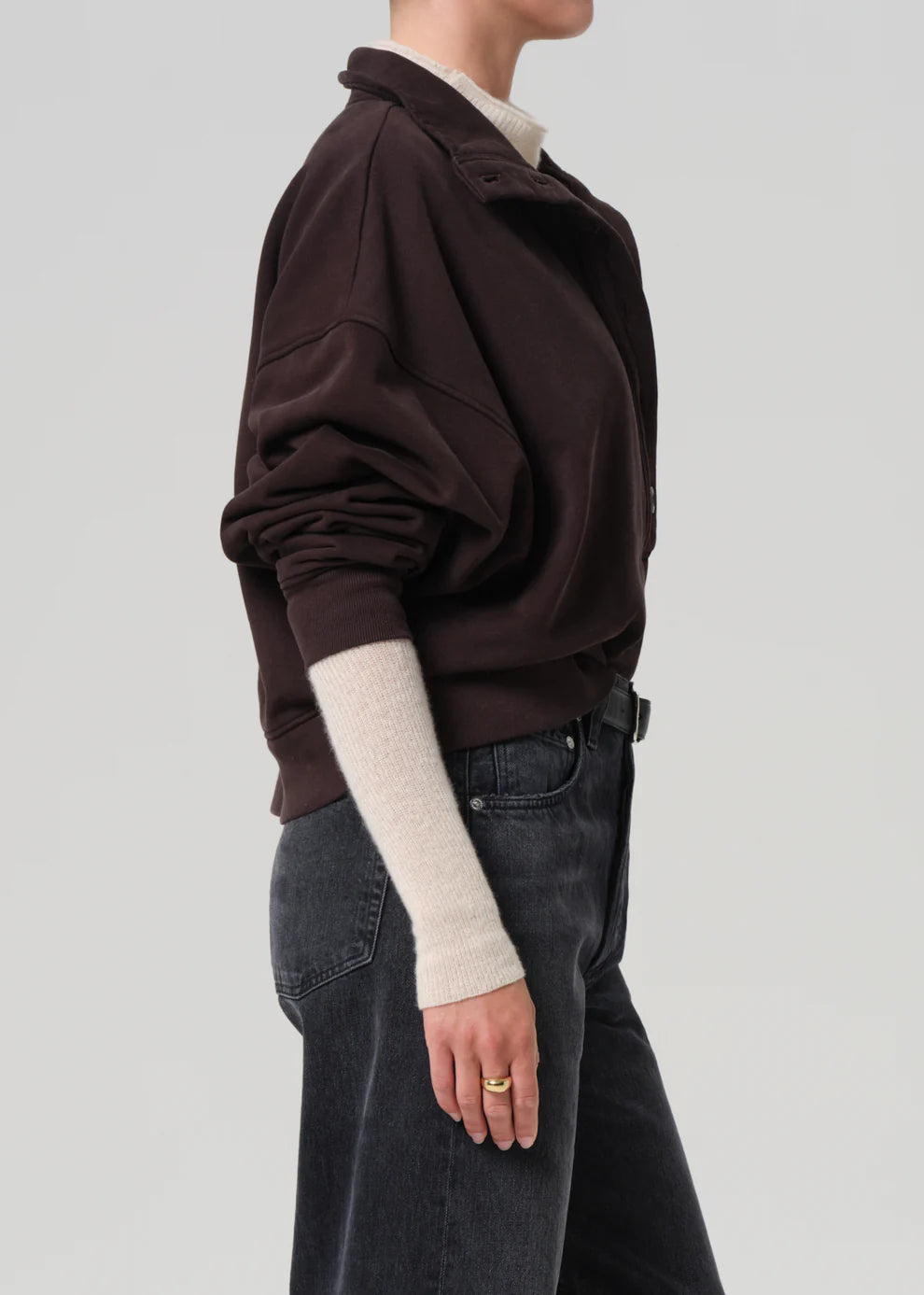 Citizens of Humanity Mirelle Funnel Neck Sweatshirt in Chocolate