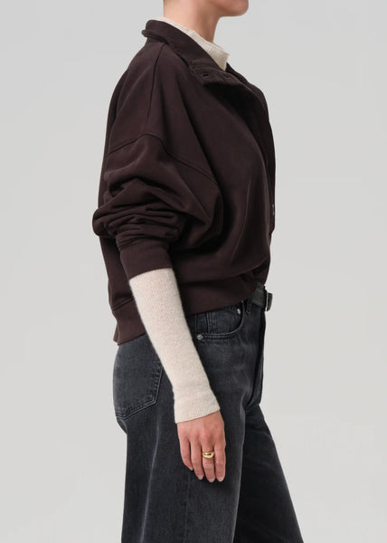 Citizens of Humanity Mirelle Funnel Neck Sweatshirt in Chocolate