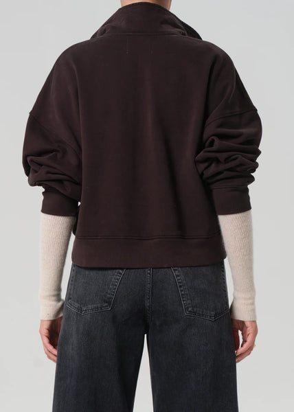 Citizens of Humanity Mirelle Funnel Neck Sweatshirt in Chocolate