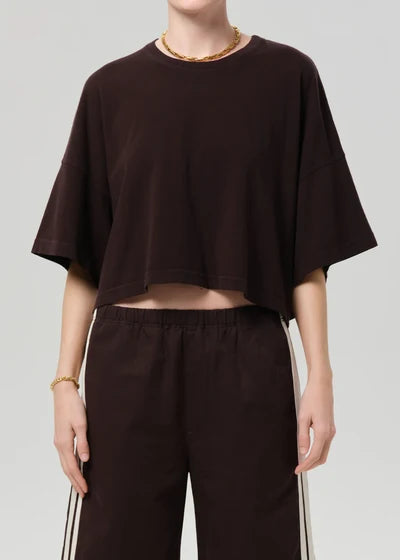 Citizens of Humanity Crop Cape Tee in Chocolate