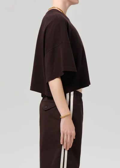 Citizens of Humanity Crop Cape Tee in Chocolate