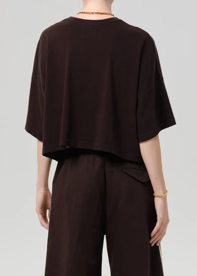 Citizens of Humanity Crop Cape Tee in Chocolate