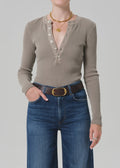 Citizens of Humanity Drea Waffle Henley in Bezal