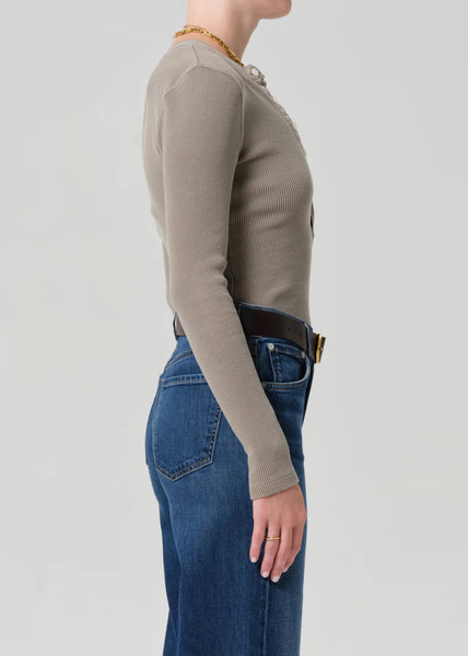 Citizens of Humanity Drea Waffle Henley in Bezal