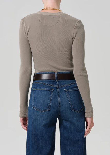 Citizens of Humanity Drea Waffle Henley in Bezal