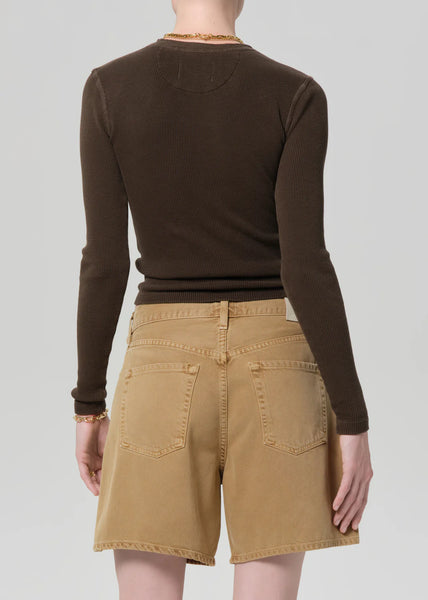 Citizens of Humanity Drea Waffle Henley in Umber
