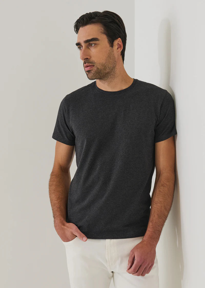 Patrick Assaraf Pima Cotton Stretch S/S Crew - Charcoal