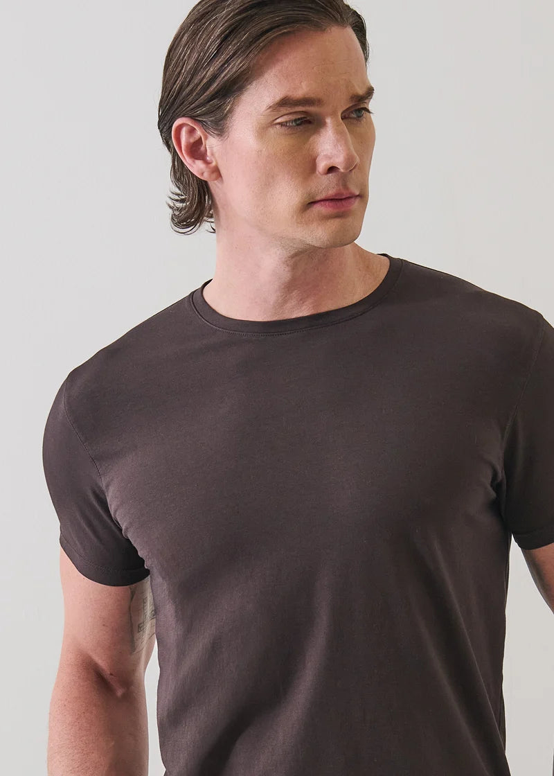 Patrick Assaraf Pima Cotton Stretch S/S Crew - Ganache