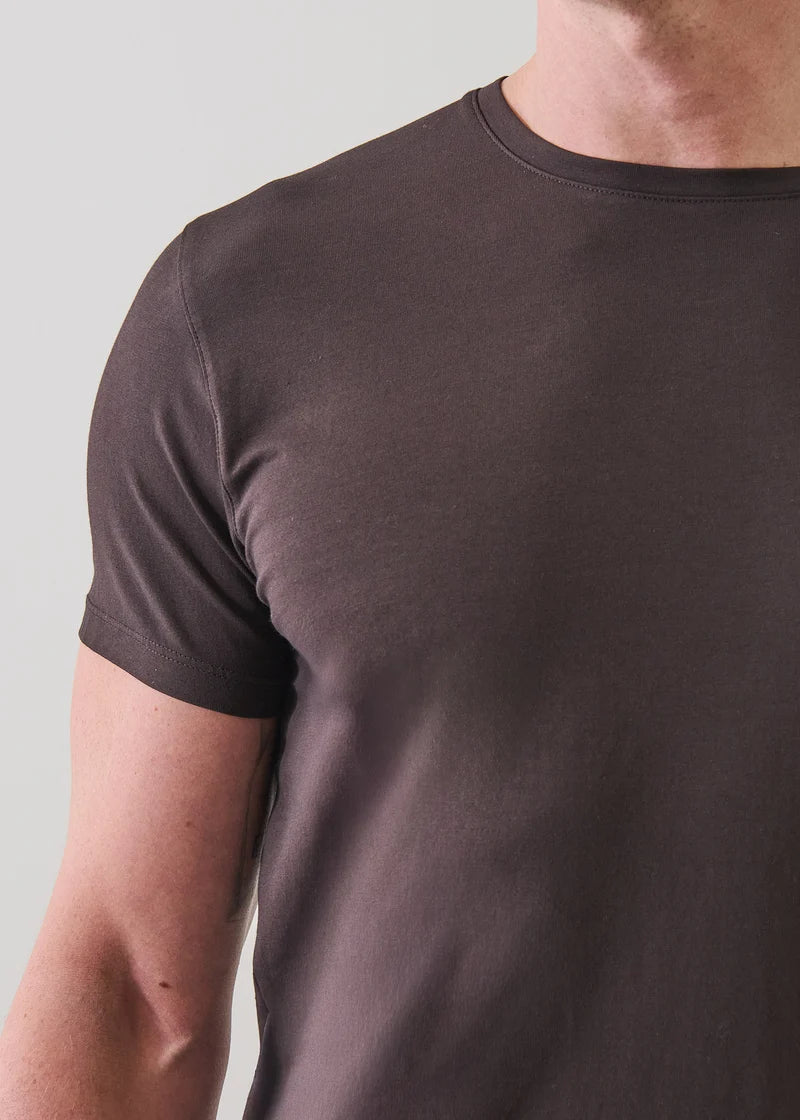 Patrick Assaraf Pima Cotton Stretch S/S Crew - Ganache