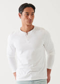 Patrick Assaraf LS Pima Cotton Stretch Henley - White