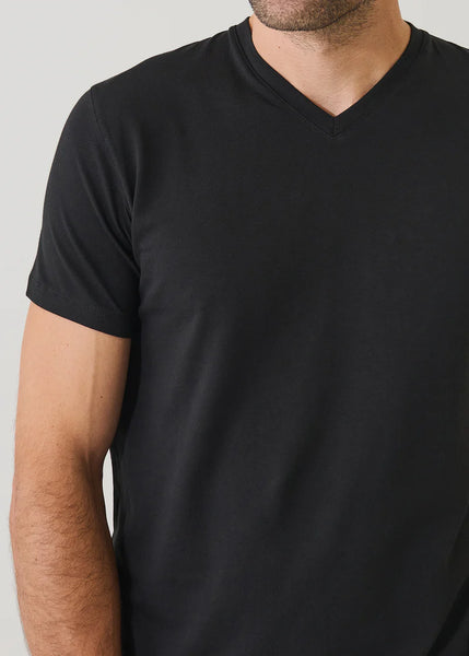 Patrick Assaraf Pima Cotton Stretch V Neck T-Shirt - Black