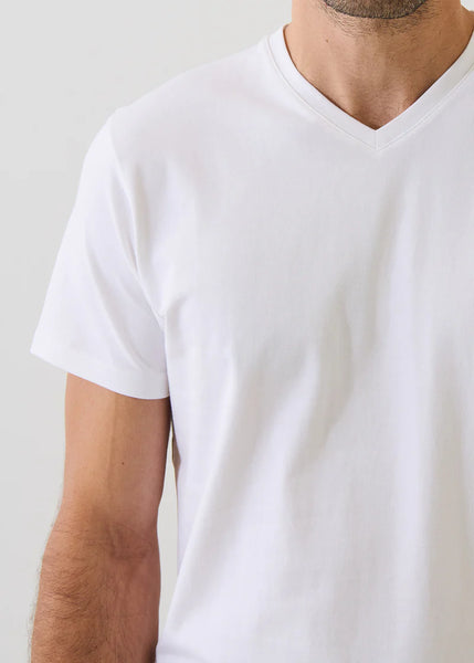 Patrick Assaraf Pima Cotton Stretch V Neck T-Shirt - White