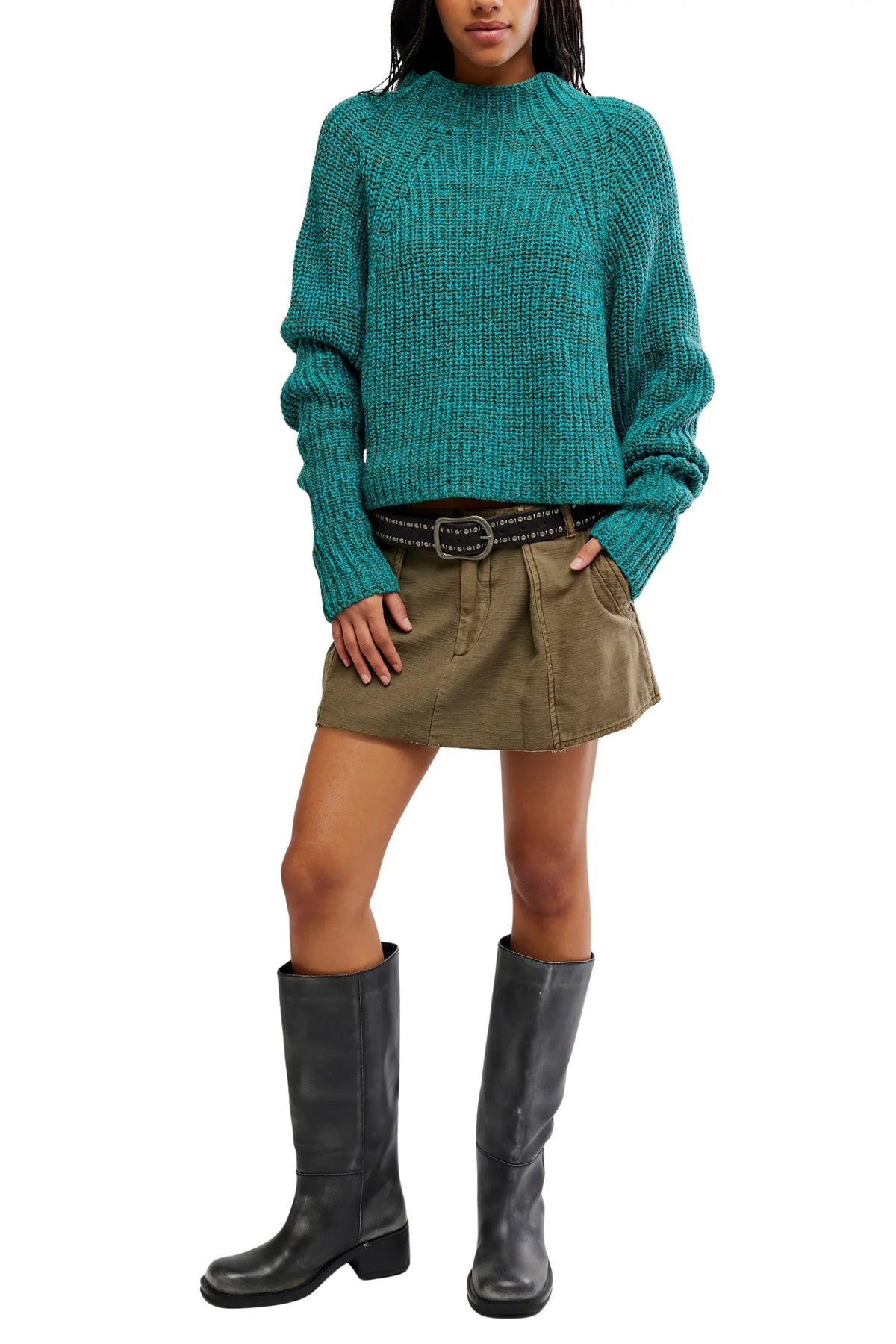 Free People Low Tide Pullover in Deep Lagoon