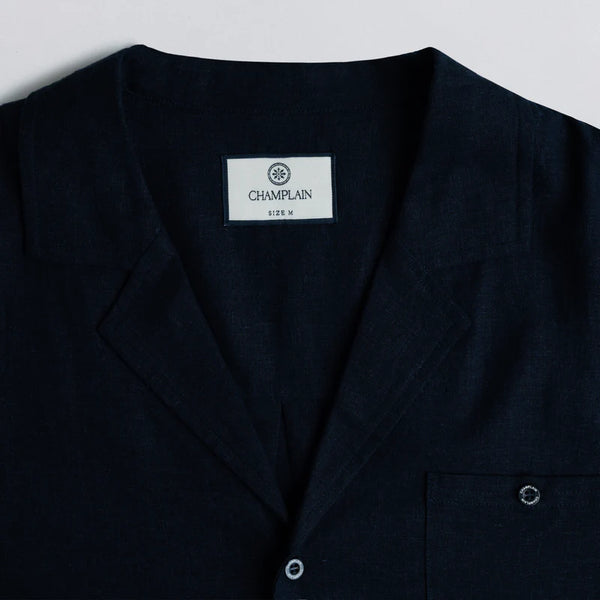 Champlain Linen Cuban Shirt - Navy