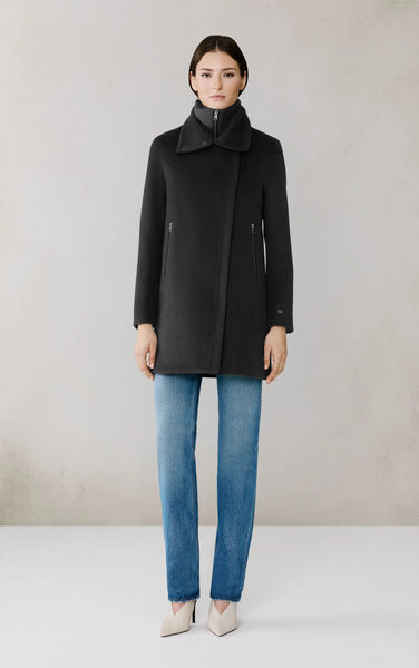 Soia&Kyo Abbi Mix Media Wool Coat in Black