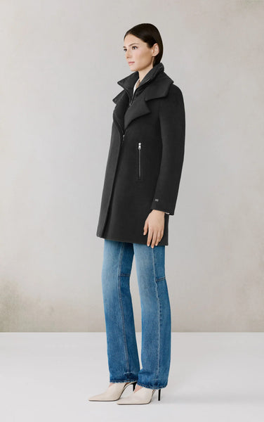 Soia&Kyo Abbi Mix Media Wool Coat in Black