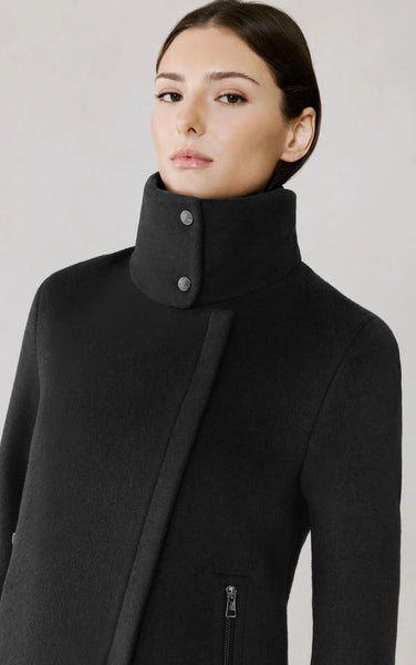 Soia&Kyo Abbi Mix Media Wool Coat in Black