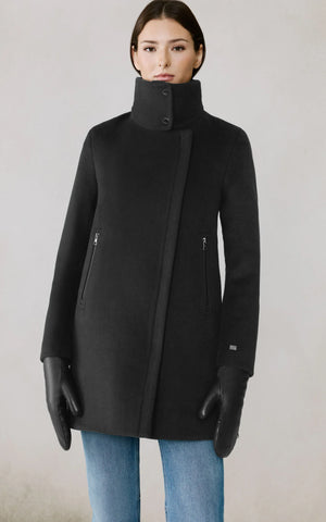 Soia&Kyo Abbi Mix Media Wool Coat in Black