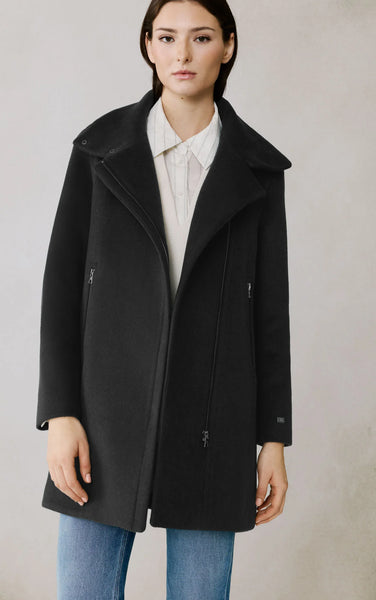 Soia&Kyo Abbi Mix Media Wool Coat in Black
