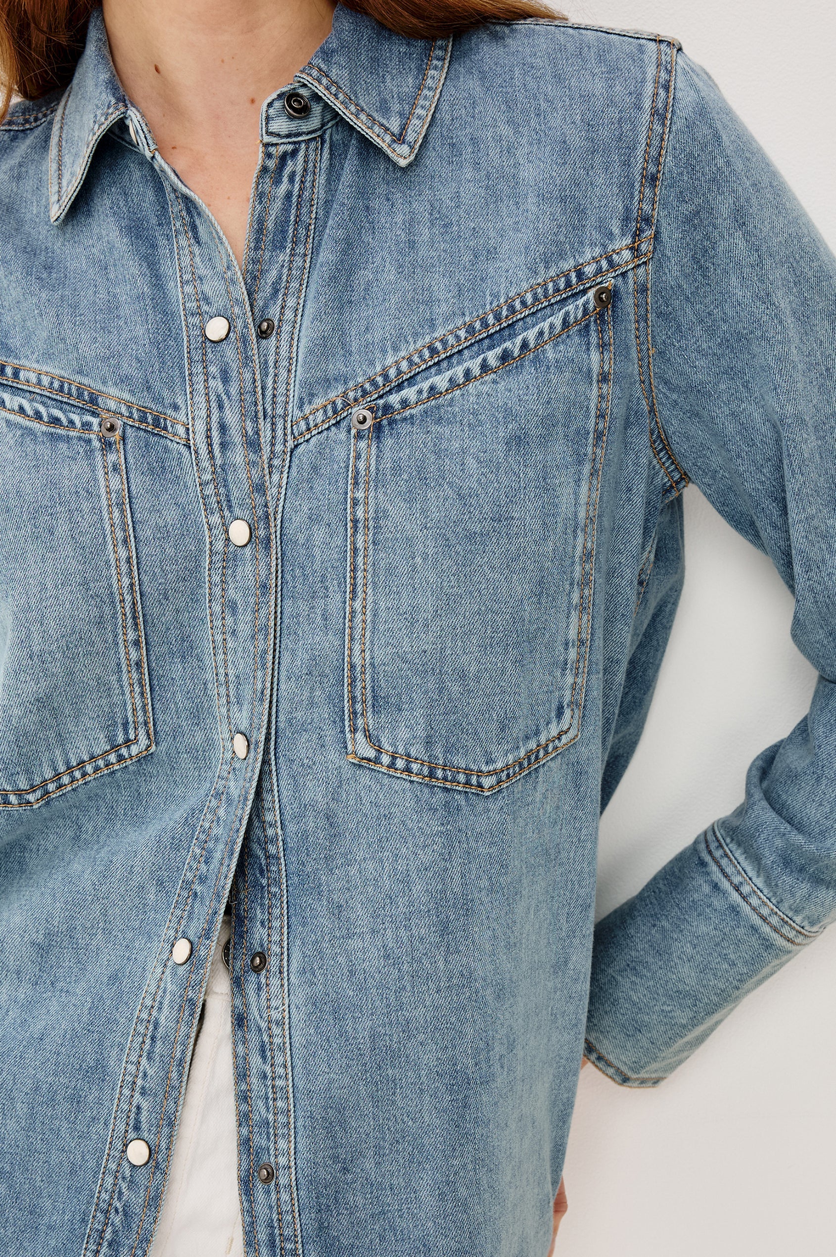 Rails Acton Cotton Lyocell Denim Shirt in Western Blue