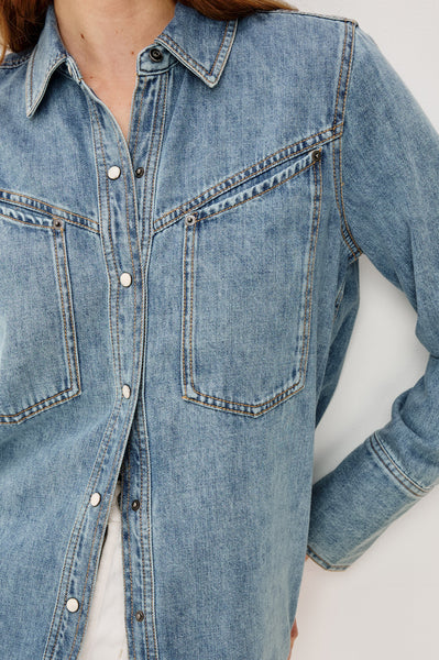 Rails Acton Cotton Lyocell Denim Shirt in Western Blue