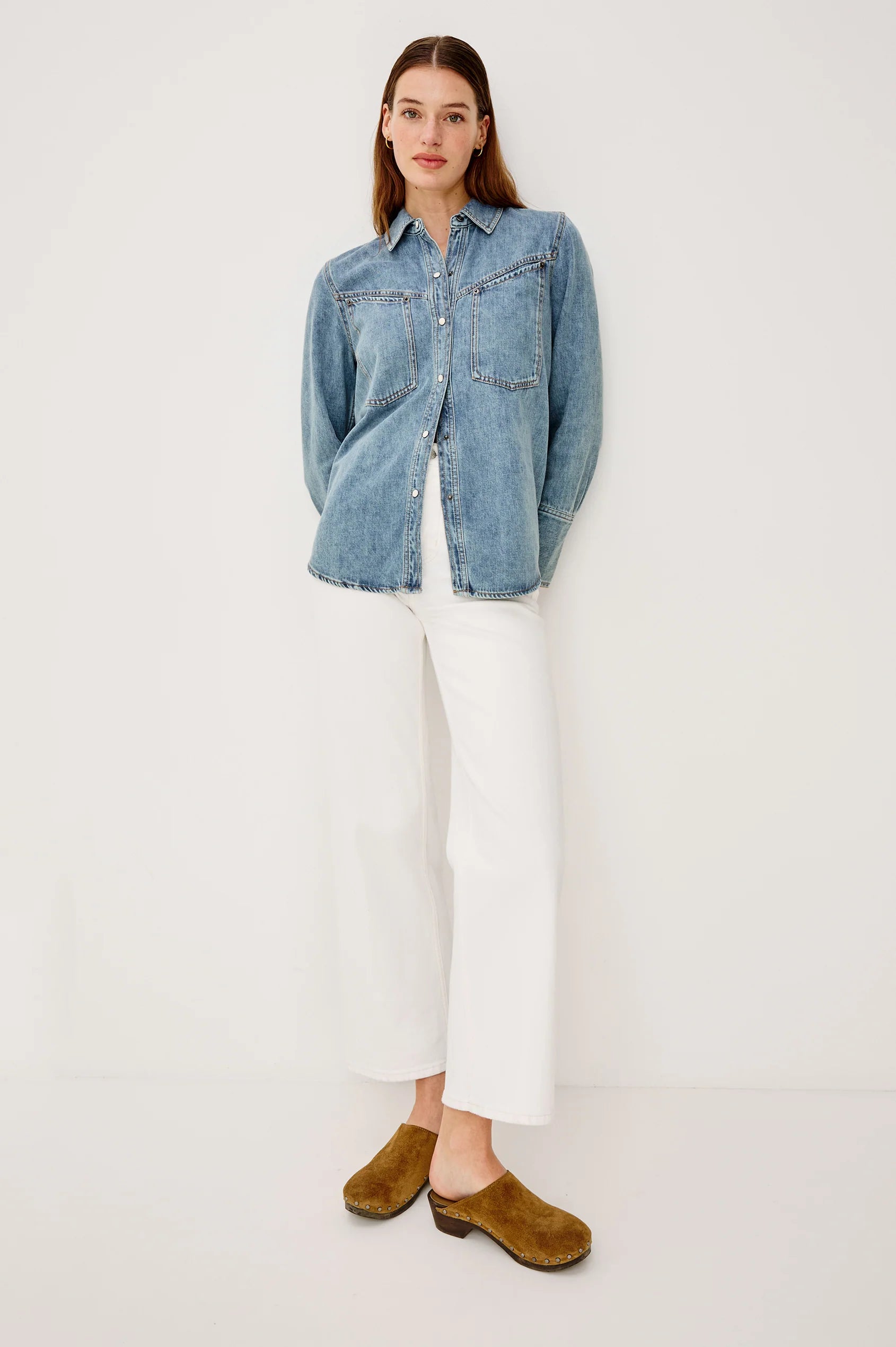 Rails Acton Cotton Lyocell Denim Shirt in Western Blue