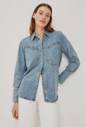 Rails Acton Cotton Lyocell Denim Shirt in Western Blue